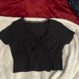 Black crop top shirt, comfortable and nice to wear.